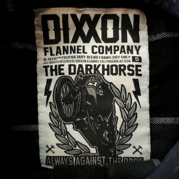 DIXXON Womens Flannel Button Down Shirt Size Small The Dark Horse Black Grey - Picture 2 of 8